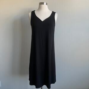 J.Jill Wearever Collection Knit Dress Sleeveless V-Neck Knee Length XS Black
